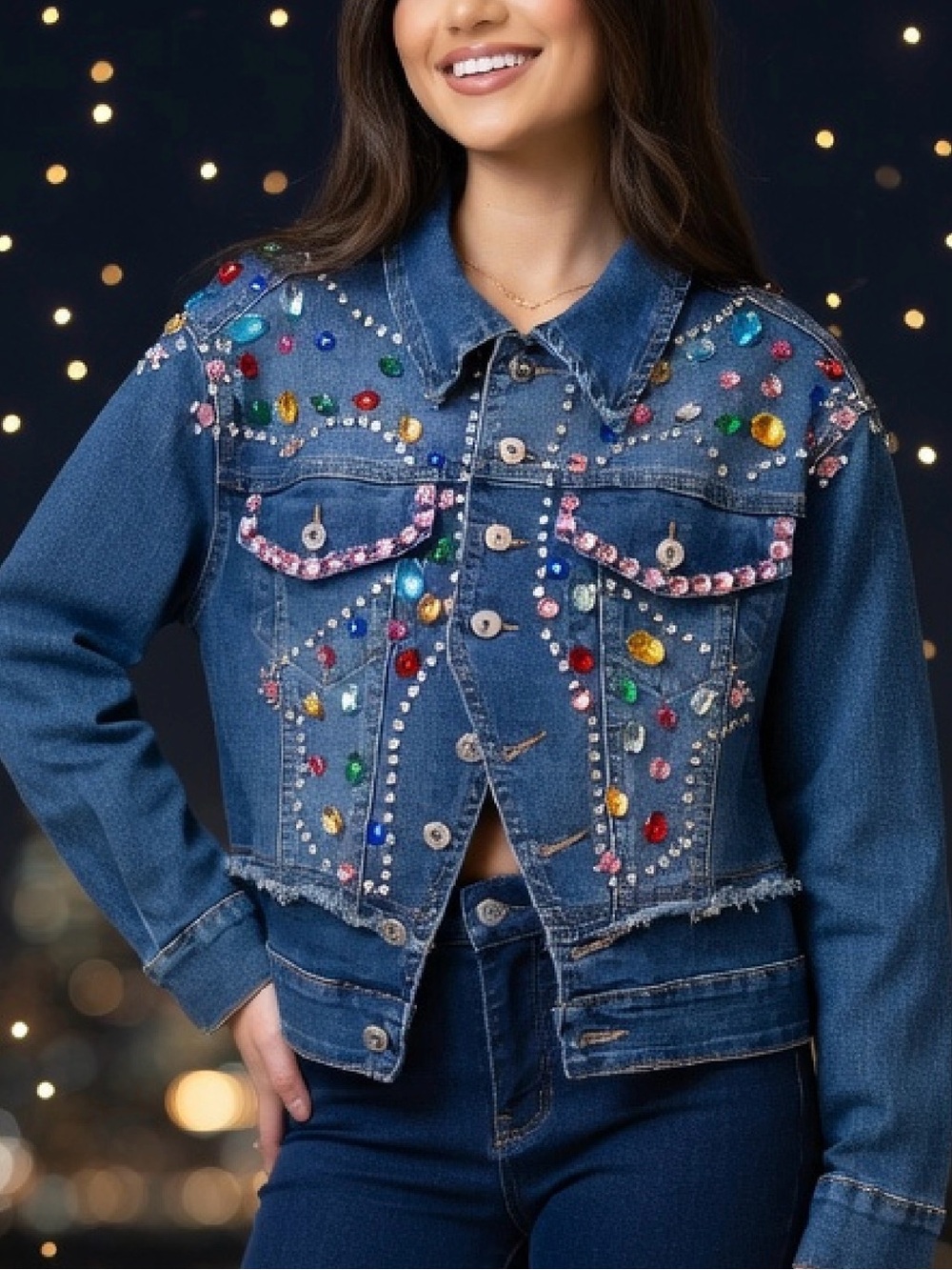 DENIM LOVE CROPPED JEAN JACKET